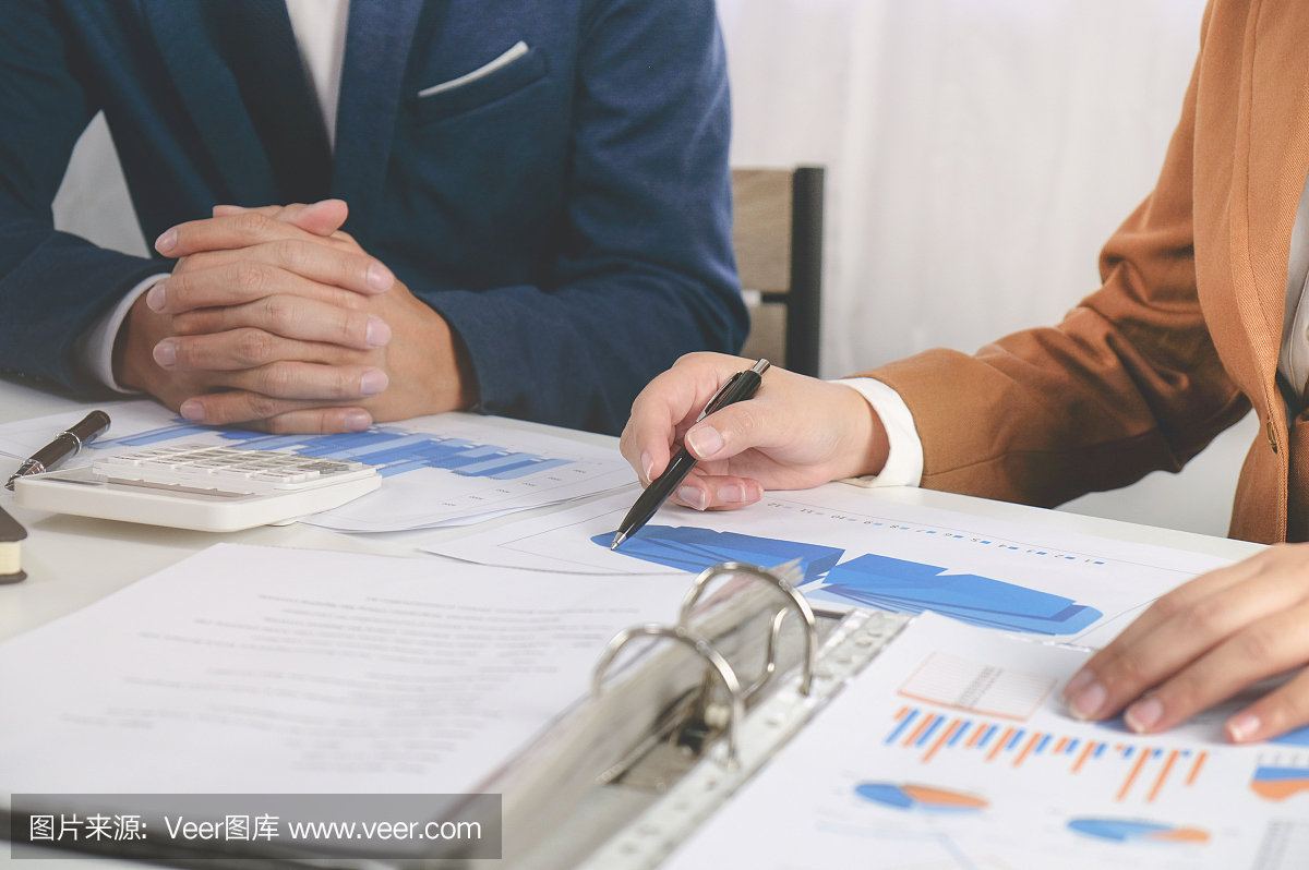商务主管在办公室进行业绩销售的咨询谈判会议。